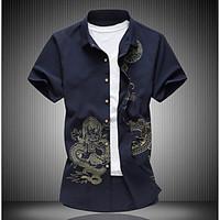 mens casualdaily simple shirt solid shirt collar short sleeve blue red ...