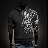 mens casualdaily simple hoodie print micro elastic polyester long slee ...