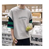 mens athletic vintage t shirt color block letter round neck short slee ...