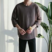 mens daily sweatshirt solid round neck inelastic cotton long sleeve sp ...