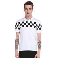 Men\'s Casual/Daily Street chic Polo, Striped Shirt Collar Short Sleeve Polyester