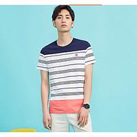 mens casualdaily simple summer t shirt striped round neck short sleeve ...