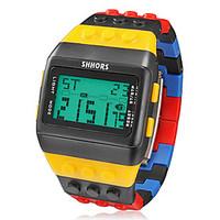 Men\'s Watch Sports Block Bricks Style LCD Digital Colorful Plastic Band Wrist Watch Cool Watch Unique Watch Fashion Watch