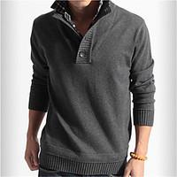 mens casualdaily regular pullover solid long sleeve cotton