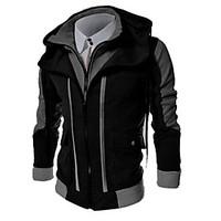 Men\'s Plus Size Casual/Daily Simple Hoodie Jacket Color Block Cotton Polyester Long Sleeve Winter