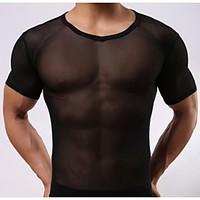 mens whiteblack underwear sexy net yarn transparent short sleeve