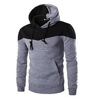 Men\'s Casual/Daily Hoodie Color Block Cotton Long Sleeve