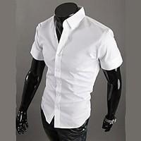 mens fashion solid color short sleeved shirt