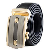 mens black leather waist belt suits dress gold automatic belt buckle