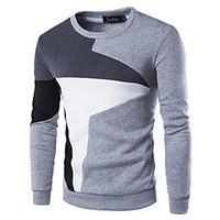 Men\'s Casual/Daily Simple Sweatshirt Color Block Patchwork Round Neck Cotton Polyester Long Sleeve Fall