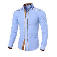 mens casualdaily simple spring fall shirt solid shirt collar long slee ...