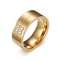 Men\'s Fashion Personality Simplicity 316L Titanium Steel Gold Ring Rhinestone Band Rings Casual/Daily Gift 1pc