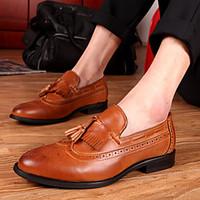 Men\'s Loafers Slip-Ons Spring Summer Fall Winter Comfort Leather Office Career Casual Flat Heel Tassel Black White Orange