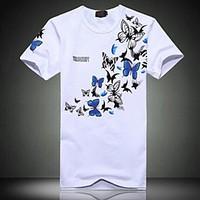 mens casual slim butterfly print t shirt cotton polyester casual plus  ...