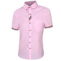 Men\'s Casual/Daily Simple Spring / Fall ShirtSolid / Print Shirt Collar Short Sleeve / Cotton Medium