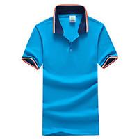 mens fashion casual patchwork lapel short sleeve polos cottonpolyester