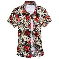 Men\'s Fashion Print Casual Slim Fit Short Sleeve Shirt Plus Size 7XL/ Cotton /Polyester/Work/Big Size