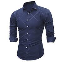 Men\'s All Seasons Fashion Classical Big Plaid Slim Fit Long Sleeve Casual Shirt/ Cotton /Polyester/Work
