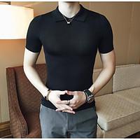 mens casualdaily simple polo solid stand short sleeve cotton