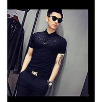 mens casualdaily simple summer shirt print shirt collar short sleeve c ...