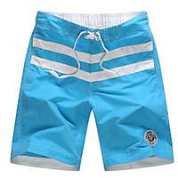 Men\'s Loose Chinos Shorts Pants, Casual/Daily Beach Sports Boho Active Striped Mid Rise Drawstring Elasticity Cotton Rayon Micro-elastic