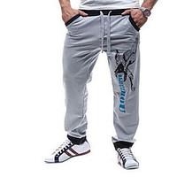 Men\'s Loose Sweatpants Pants, Going out / Casual/Daily Simple / Active Solid / Letter Mid Rise Drawstring Cotton Micro-elasticFall /