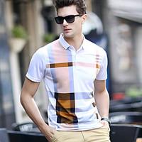 mens business simple summer shirt plaidcheck shirt collar short sleeve ...