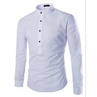 mens casualdaily simple fall shirt solid standing collar long sleeve c ...