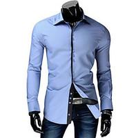 Men\'s Casual/Daily Simple Shirt, Solid Shirt Collar Short Sleeve Blue Red White Black Cotton