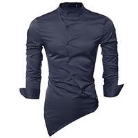 mens casualdaily chinoiserie shirt solid classic collar long sleeve co ...