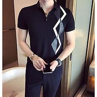 mens going out street chic t shirt solid shirt collar short sleeve cot ...