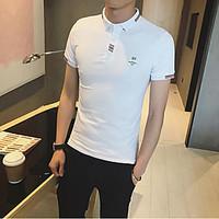 mens casualdaily simple polo solid shirt collar short sleeve nylon