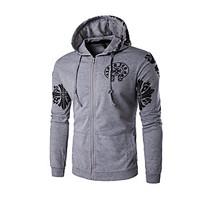 mens sports active simple hoodie print stand micro elastic cotton long ...