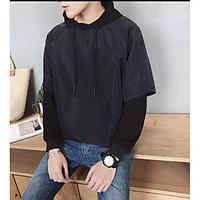 mens daily hoodie solid hooded inelastic cotton organza long sleeve sp ...