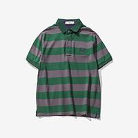 mens casual simple summer polo striped stand short sleeve cotton