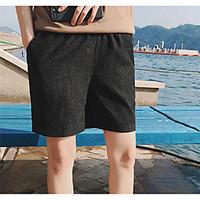 mens mid rise micro elastic shorts pants simple straight solid