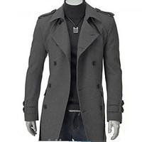 Men\'s Long Parka Coat Casual/Daily Plus Size Solid-Cotton Long Sleeve