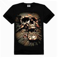 Men\'s 3D O-Neck Short-Sleeve Skull Printing T-Shirt (Cotton)