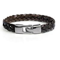 mens black cow leather weave bracelet