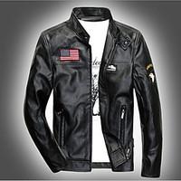 mens casualdaily simple punk gothic leather jackets print long sleeve  ...