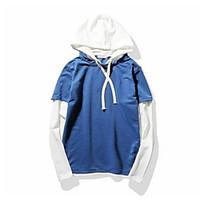 Men\'s Daily Hoodie Solid Color Block Hooded Inelastic Cotton Long Sleeve Spring Fall