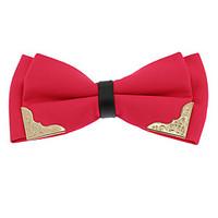 Men Pre-tied Double Layer Bow Ties Golden-Metal-Edged