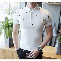 Men\'s Office/Career Casual Simple Summer Shirt, Solid Shirt Collar Short Sleeve Cotton Thin