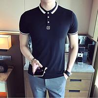 mens casualdaily simple polo solid shirt collar short sleeve rayon