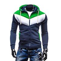 Men\'s Plus Size Casual/Daily Simple Hoodie Jacket Color Block Cotton Polyester Long Sleeve Fall