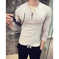 mens casualdaily simple fall t shirt solid v neck long sleeve cotton m ...