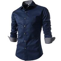 mens fashion printed long sleeved plaid shirt cotton polyester work pl ...