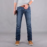 Men\'s Solid Casual JeansCotton Blue