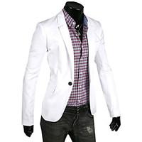 Men\'s Solid Casual Blazer, Cotton Long Sleeve Black / Blue / Green / White