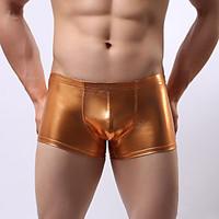 men sexy solid boxers underwear pu